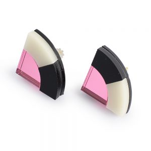 Form 030 Earrings - Blac, Ivory and Pink