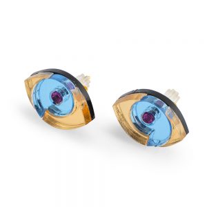 FORM 066 Earrings - Gold, Ice Blue and Purple