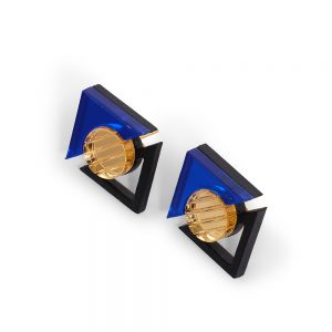 Form 068 Stud Earrings - Gold and Blue