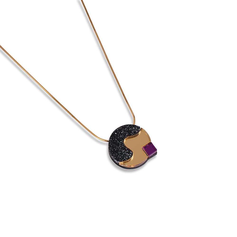 Form 082 Necklace - Gold, Black and Purple