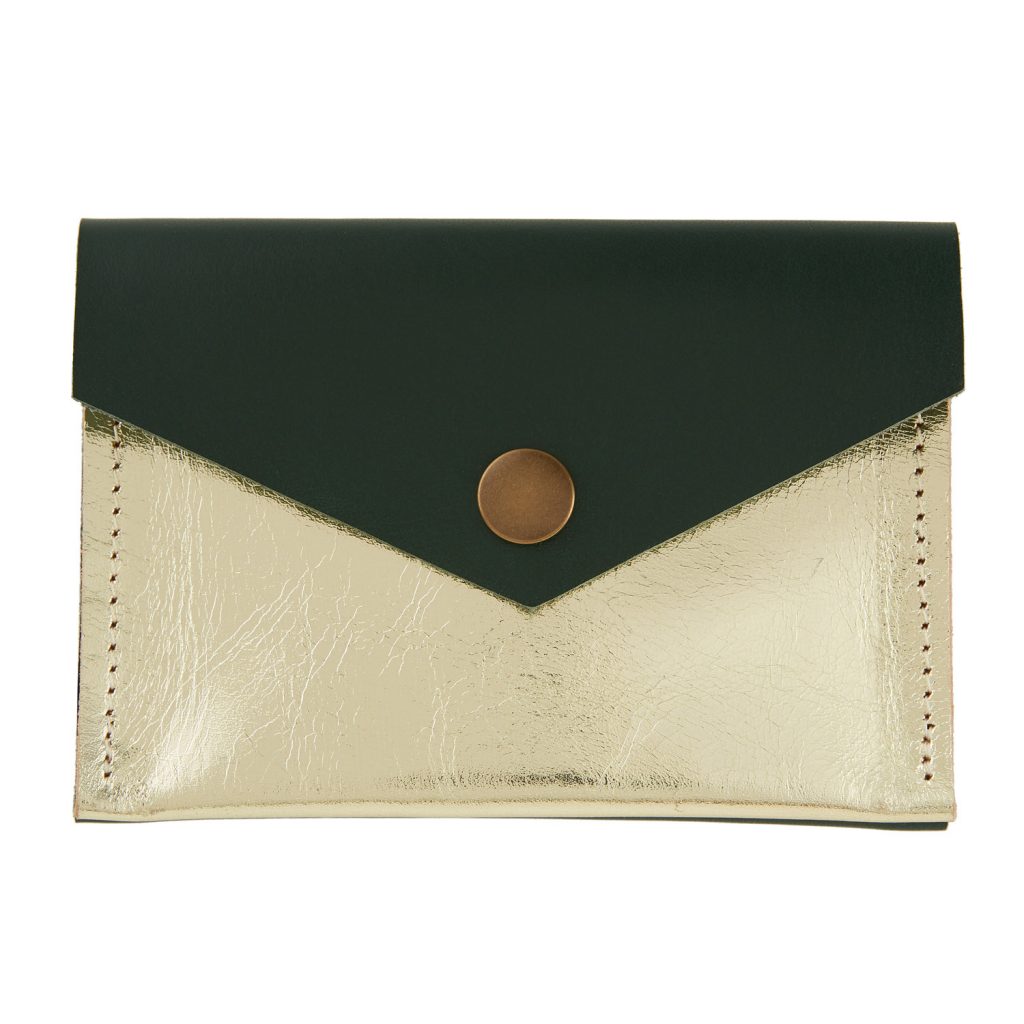 3 Pocket Gold Purse - Green