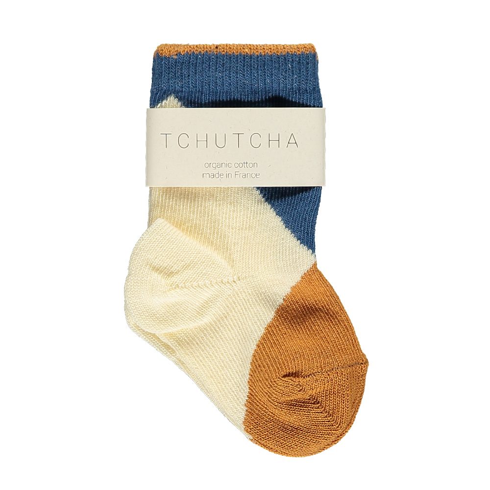 Organic Baby Socks - cream, orange, blue