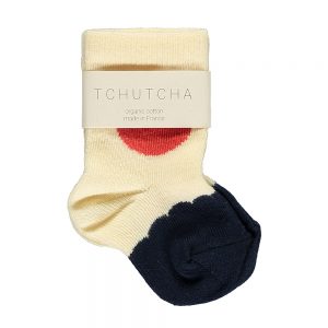 Organic Baby Socks - red, cream and navy