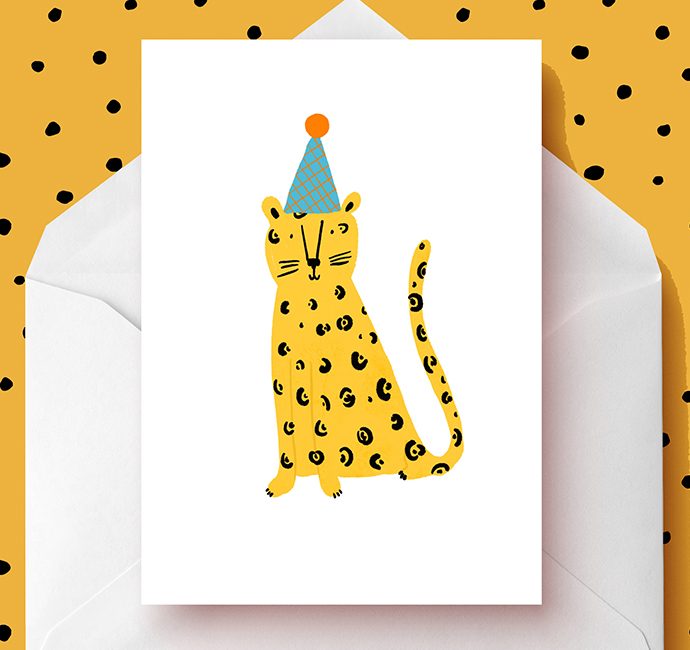 Party leopard illustrated card