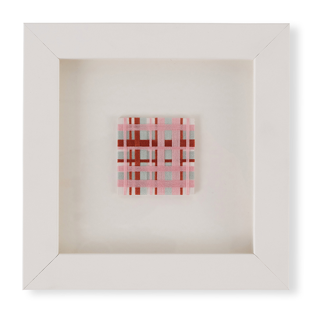 Colourful Journey I Framed Artwork red, blue and pink small square woven artwork