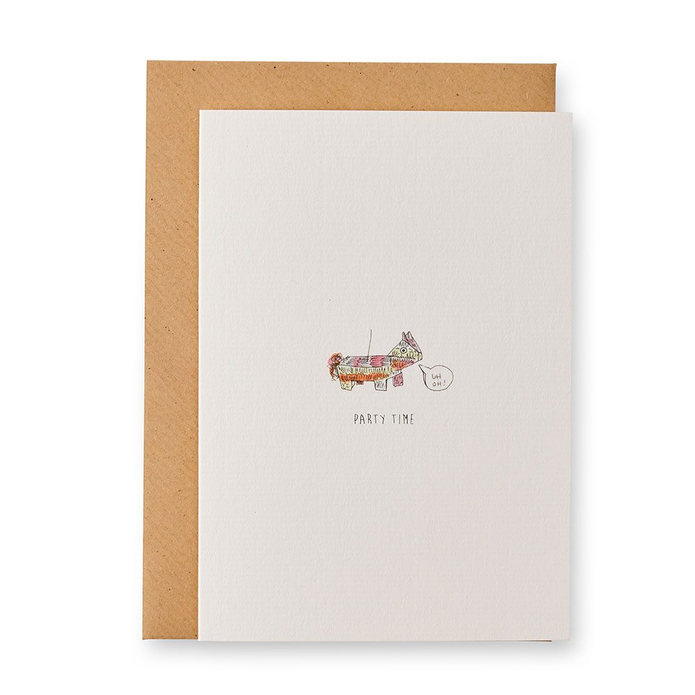 A card with an illustrated piñata design