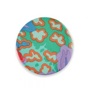 Pocket mirror with turquoise and orange pattern
