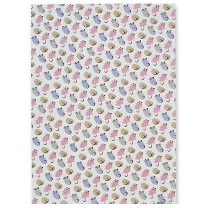 Kitty Gift Wrapping Paper features pink, grey and beige cats on a cream background.