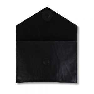 Art Deco Leather Clutch Bag - Black