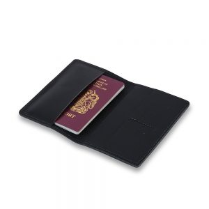 Leather Passport Holder - Black - Personalised Leather Passport Holder