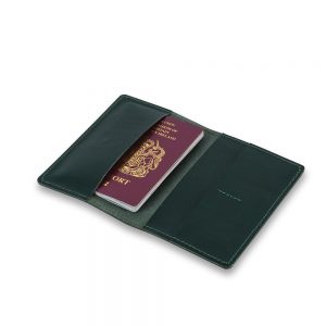 Leather Passport Holder - Green Personalised Leather Passport Holder