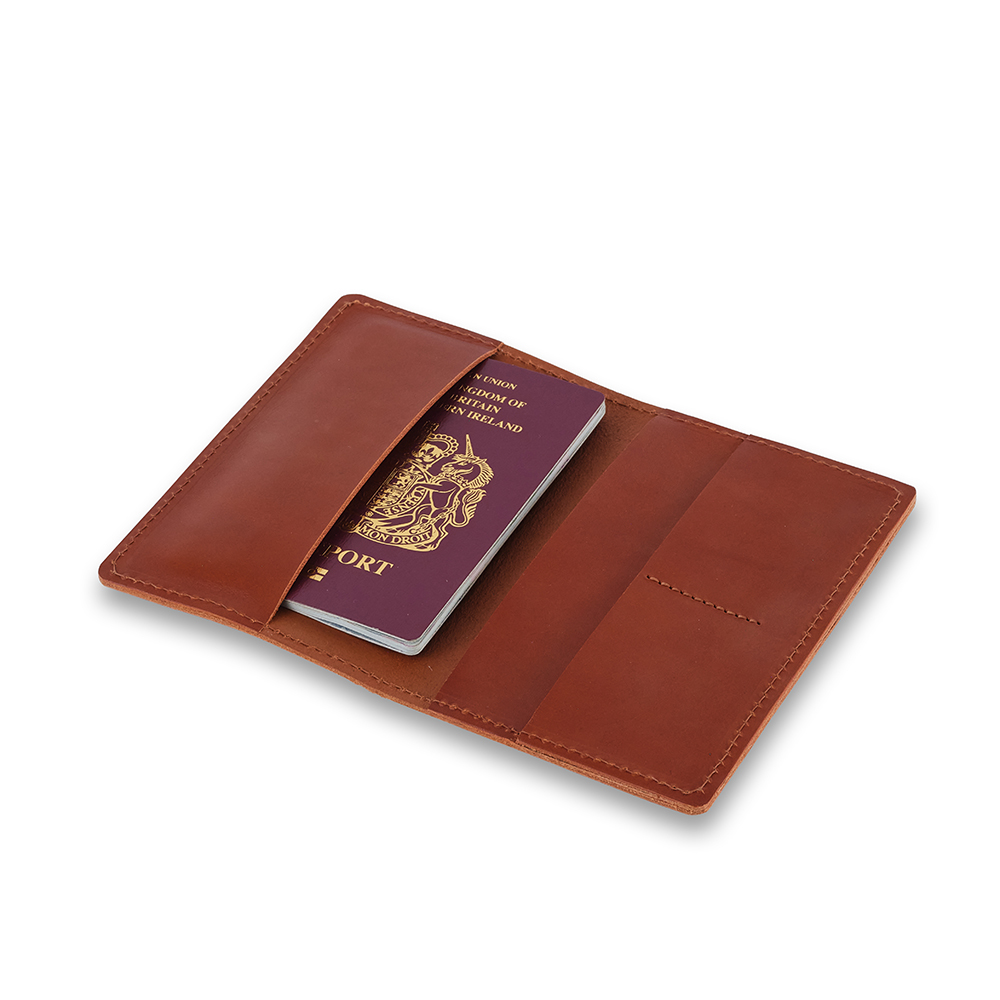 Leather Passport Holder - Tan Personalised Leather Passport Holder