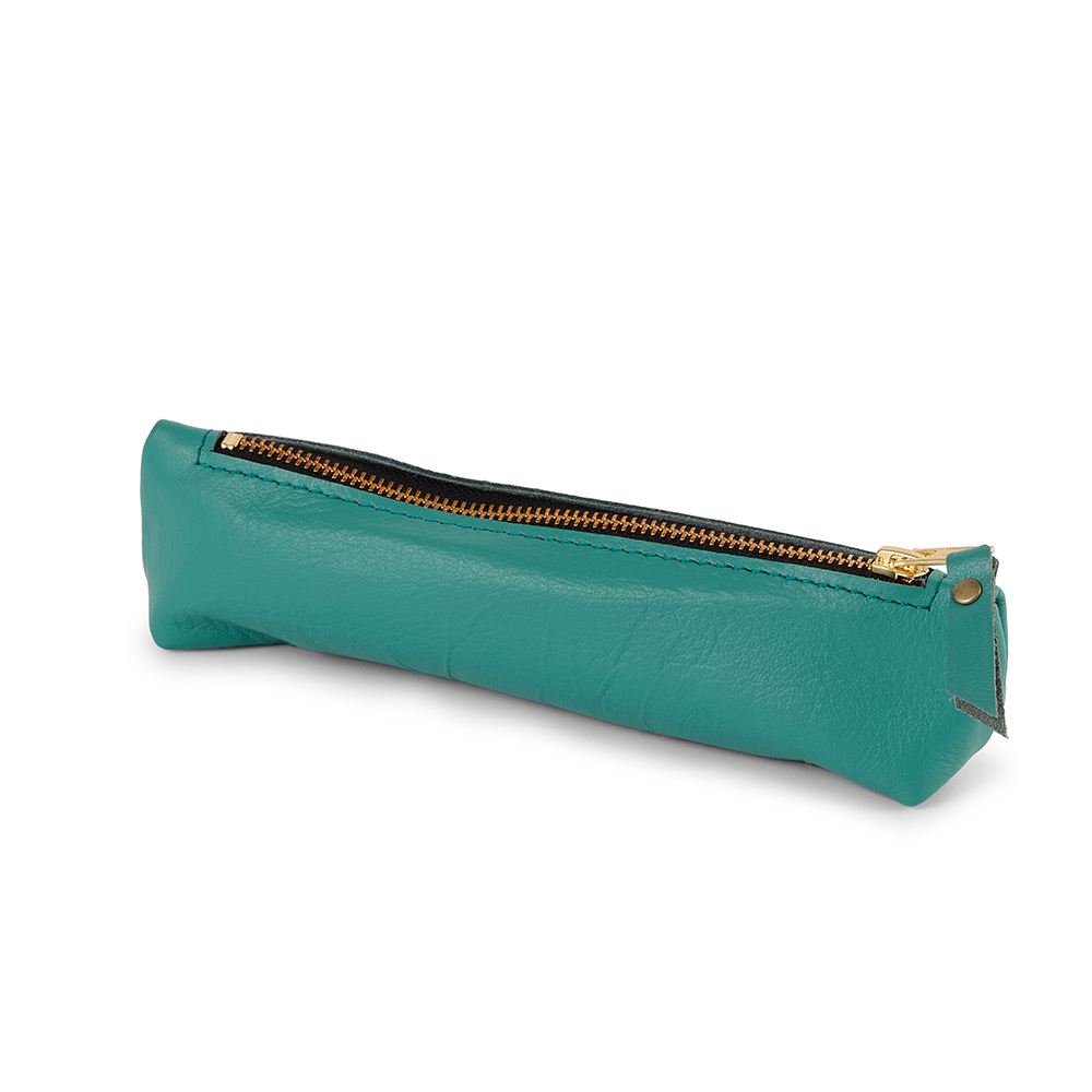 Leather Pencil Case - mint green