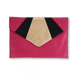 Art Deco Leather Clutch Bag - Pink