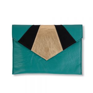 Art Deco Leather Clutch Bag - Mint Green