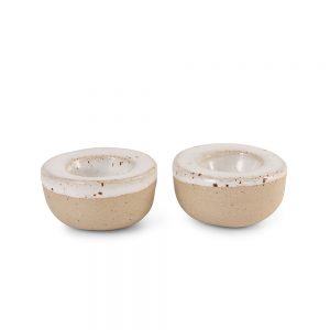 Stoneware Egg Cups - Cool White Glaze empty