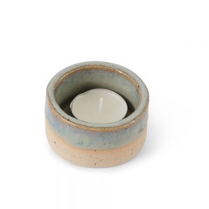 Stoneware Tea Light Holder - Sea Green Glaze