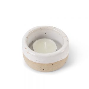Stoneware Tea Light Holder - Cool White Glaze