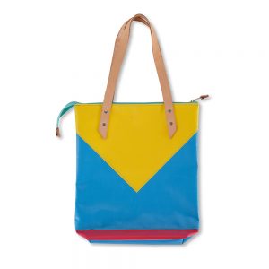 Geo tote bag - blue yellow and pink