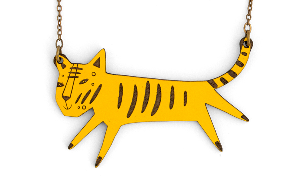 Wooden tiger necklace