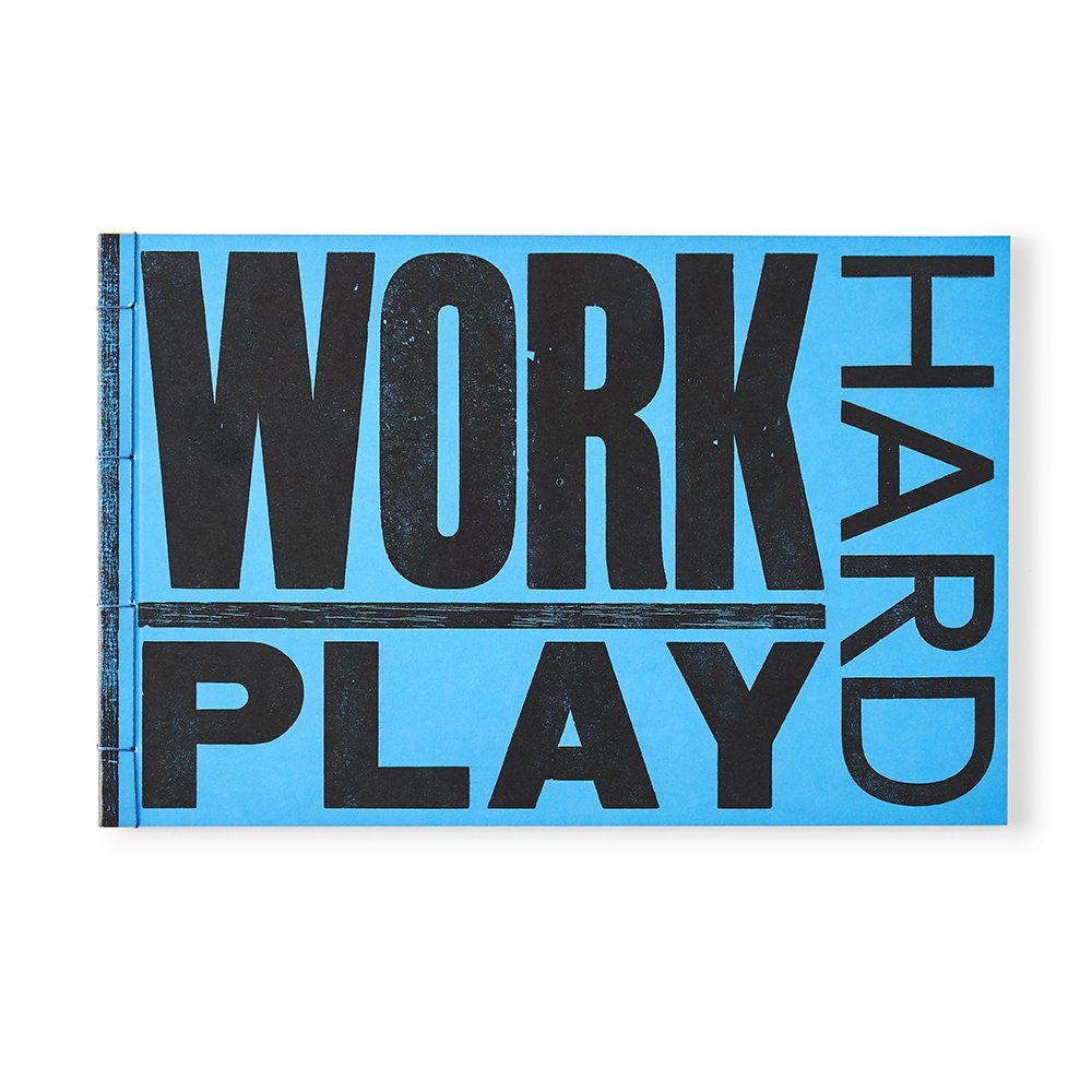 Work Hard Play Hard Notebook A4 Unique stationery - handmade Work Hard Play Hard type blue notebook