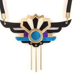 Unique necklaces - Form 038 gold, blue, purple statement necklace