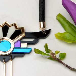 Unique necklaces - Form 038 gold, blue, purple statement necklace