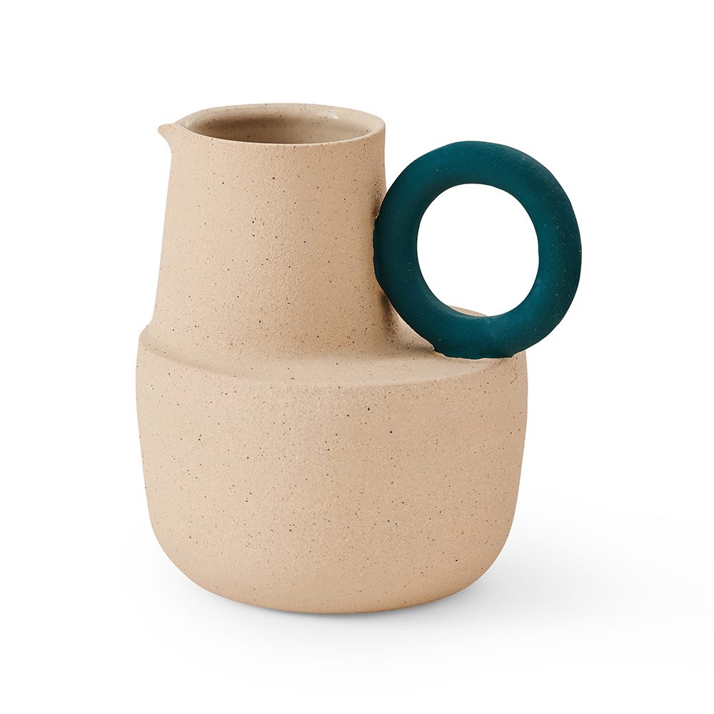 Big Ceramic Jug - Turquoise Unusual homeware big ceramic jug with turquoise handle
