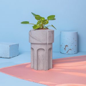 Water Tower 3 Mini Planter Unusual homeware - cast concrete water tower planter