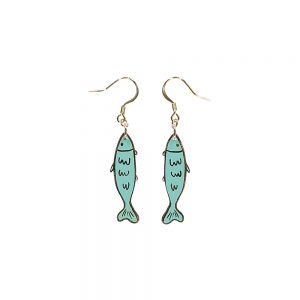 Unusual jewellery - wooden sardine earrings