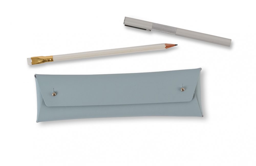 Recycled LRecycled Leather Pencil Case - Light Blue