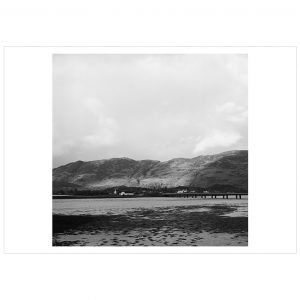 Black and White photograph of remote seaside town/beach
