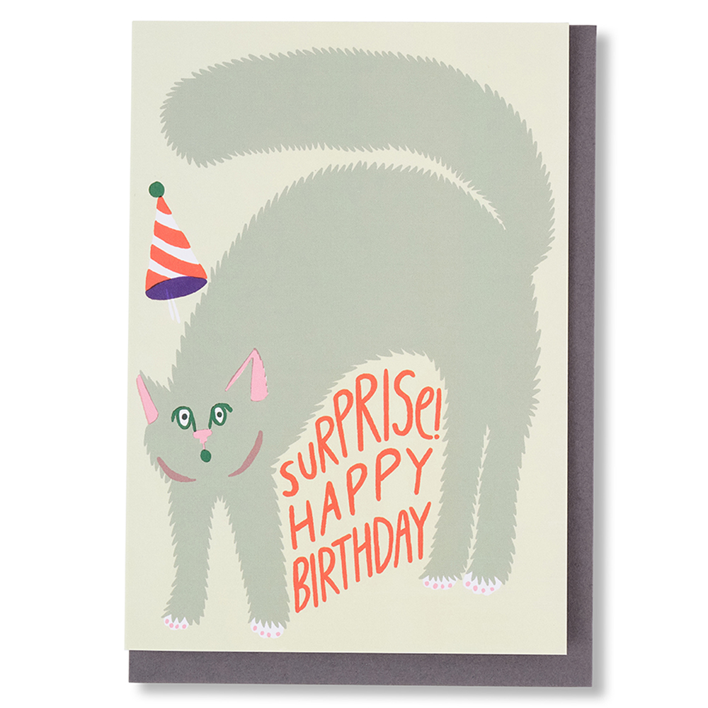 Surprise Happy Birthday Cat Card