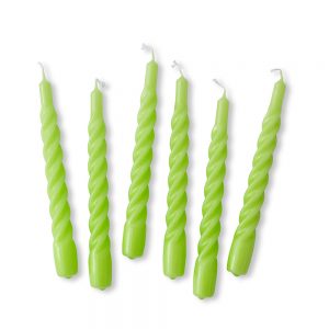 Set of 6 Twisted Gloss Candles - Green