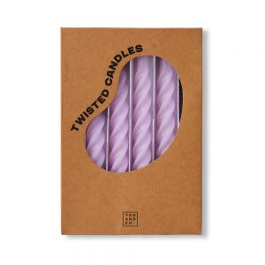 Set of 6 Twisted Gloss Candles - Lilac