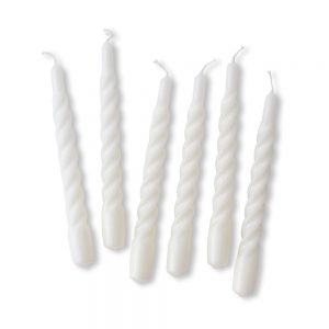 Set of 6 Twisted Gloss Candles - White