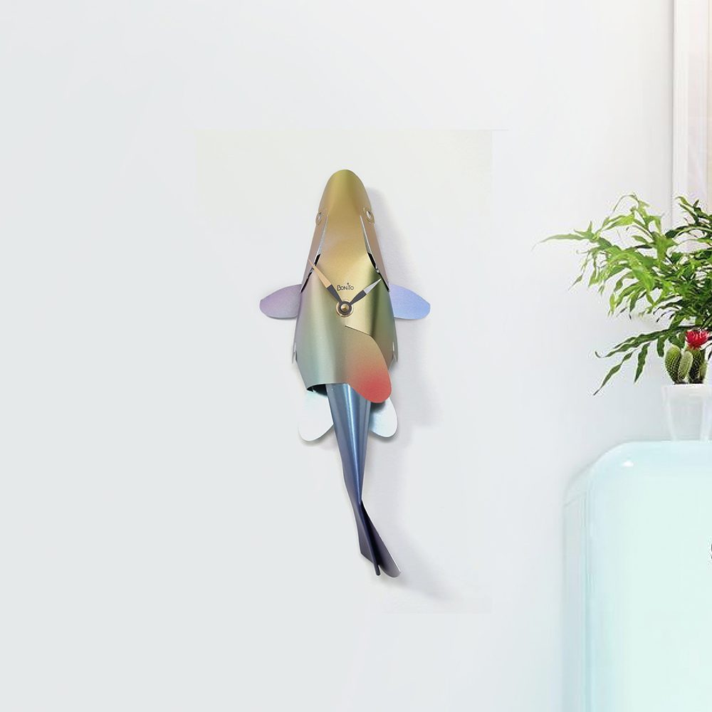 Bonito Handmade Pendulum Fish Clock - Multi-coloured Cool Homeware Fish Clock Colourful