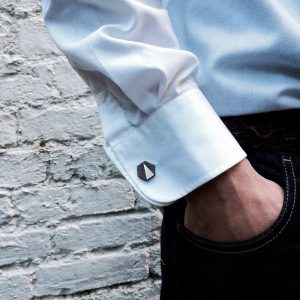 Handmade cufflinks - steel and walnut