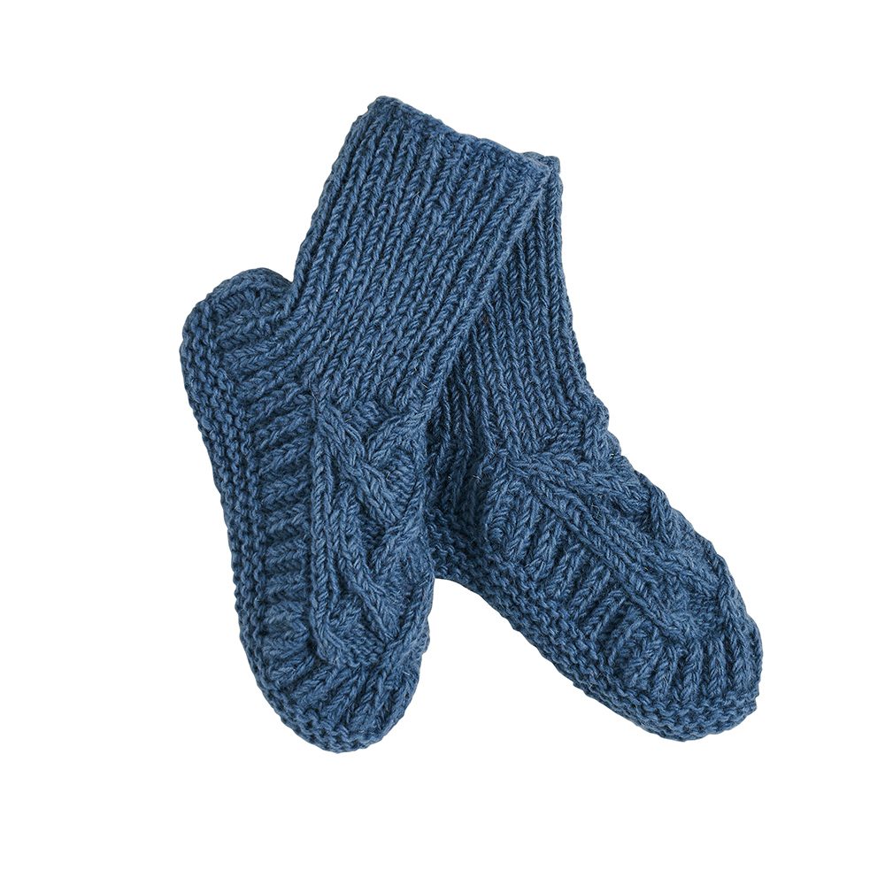 Luxury slipper socks blue wool