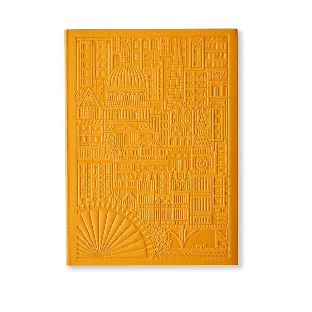 Luxury notebooks - London debossed design in yellow