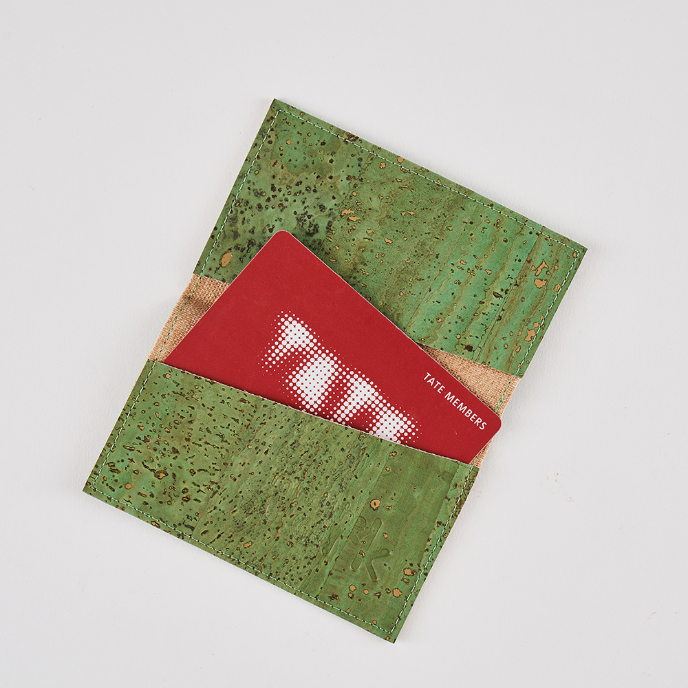 Mens accessories gifts - sustainable cork cardholder in green