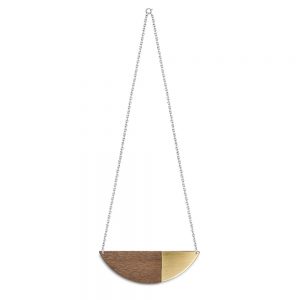 Alexandra brass and walnut statement necklaces